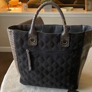 Chico’s taupe quilted tote with zipper